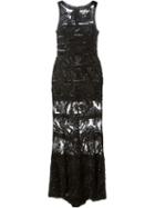Elie Saab Beaded Embellished Sheer Gown, Women's, Size: 40, Black, Polyamide/silk