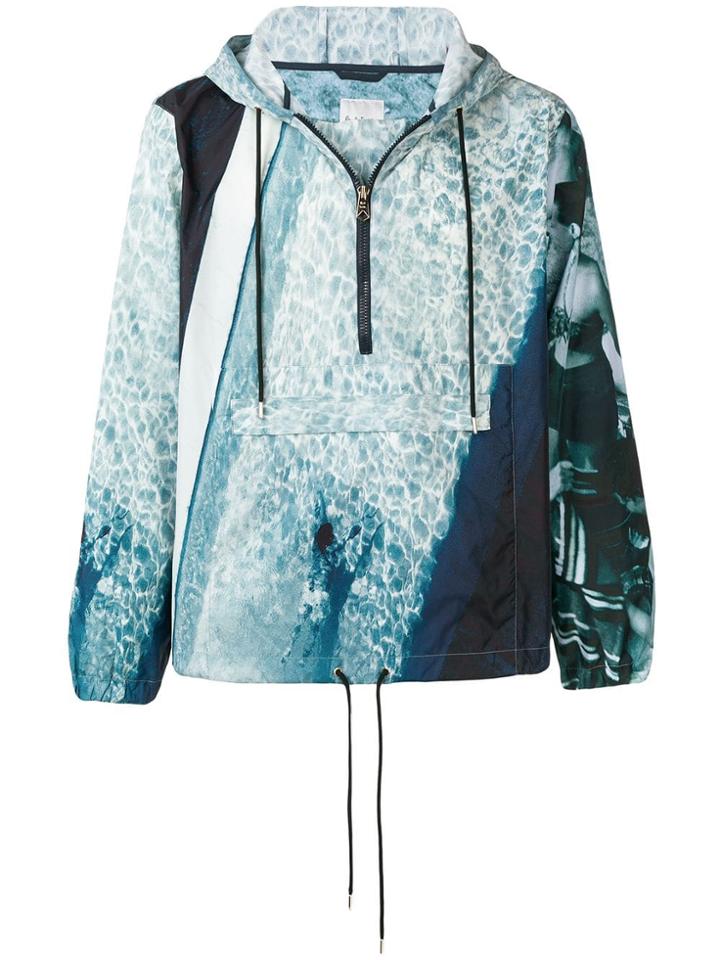 Paul Smith Printed Half Zip Hoodie - Blue