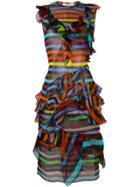 Givenchy Striped Ruffle Shift Dress - Blue