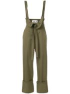 Teija Structured Frill Dungarees - Green
