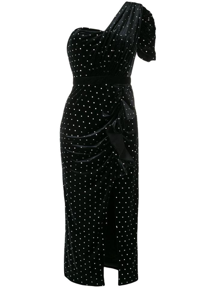 Self-portrait Embellished Velvet Dress - Black