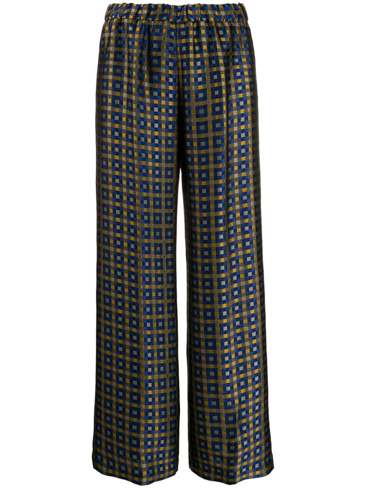 Aspesi Checked Jacquard Straight-leg Trousers - Blue