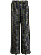 Aspesi Checked Jacquard Straight-leg Trousers - Blue