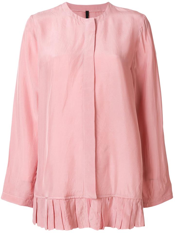 Sara Lanzi Pleated Hem Long-sleeve Blouse - Pink & Purple