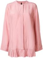 Sara Lanzi Pleated Hem Long-sleeve Blouse - Pink & Purple