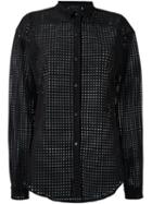 Anthony Vaccarello Mesh Button Down Shirt, Women's, Size: 40, Black, Polyester/zamac