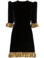 The Vampire's Wife Frill Detail Velvet Mini Dress - Black