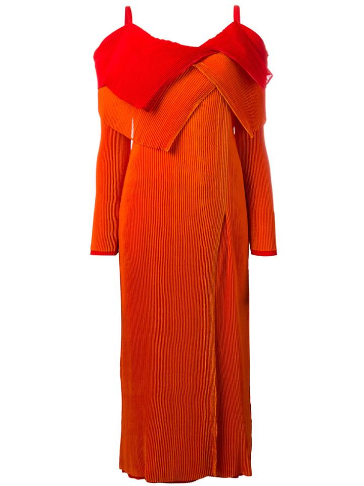 Issey Miyake Vintage Asymmetric Pleated Dress - Yellow & Orange