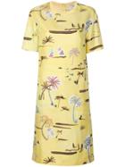 Agnona Palm Tree T-shirt Dress - Yellow & Orange