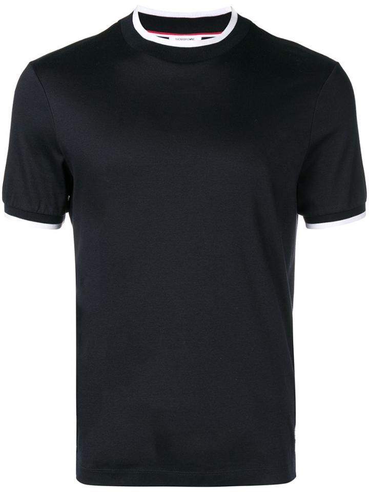 Thom Browne Mock Neck Cotton Tee - Black