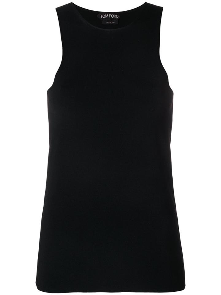 Tom Ford Tank Top With Leather Side Panels - Black