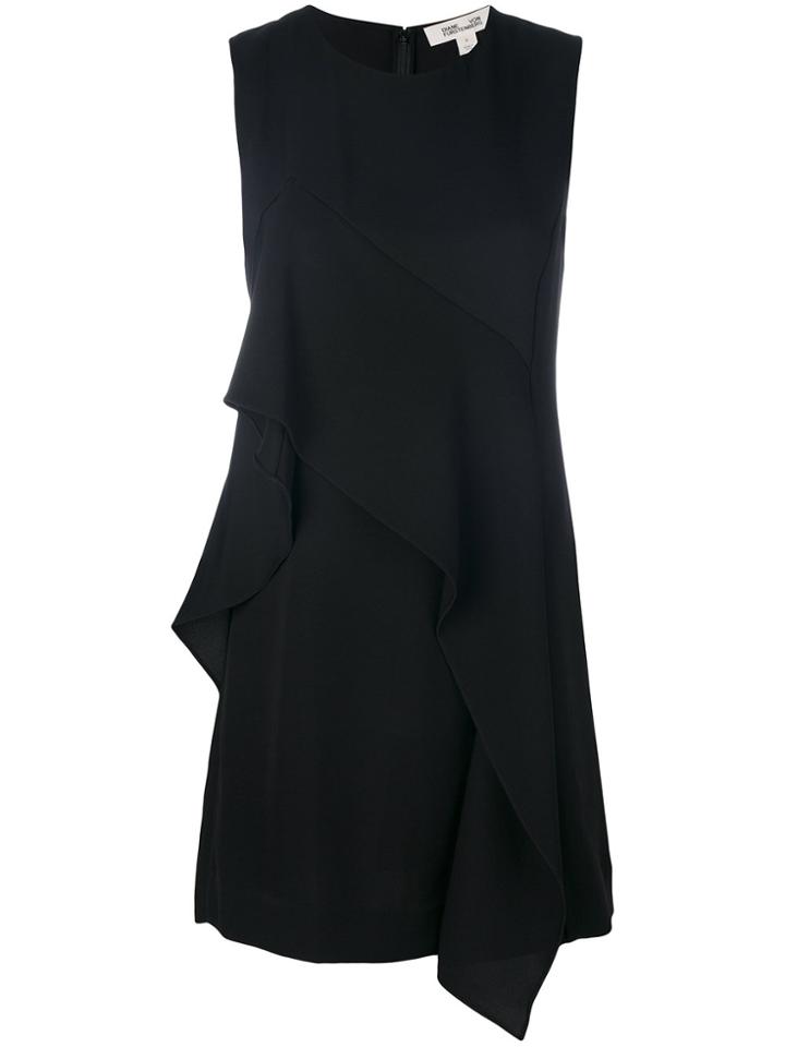 Dvf Diane Von Furstenberg Sleeveless Ruffle Front Dress - Black