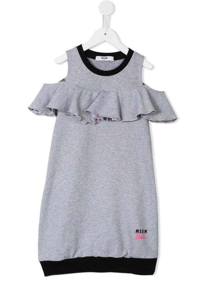 Msgm Kids Ruffled Detail Sweatdress, Girl's, Size: 8 Yrs, Grey