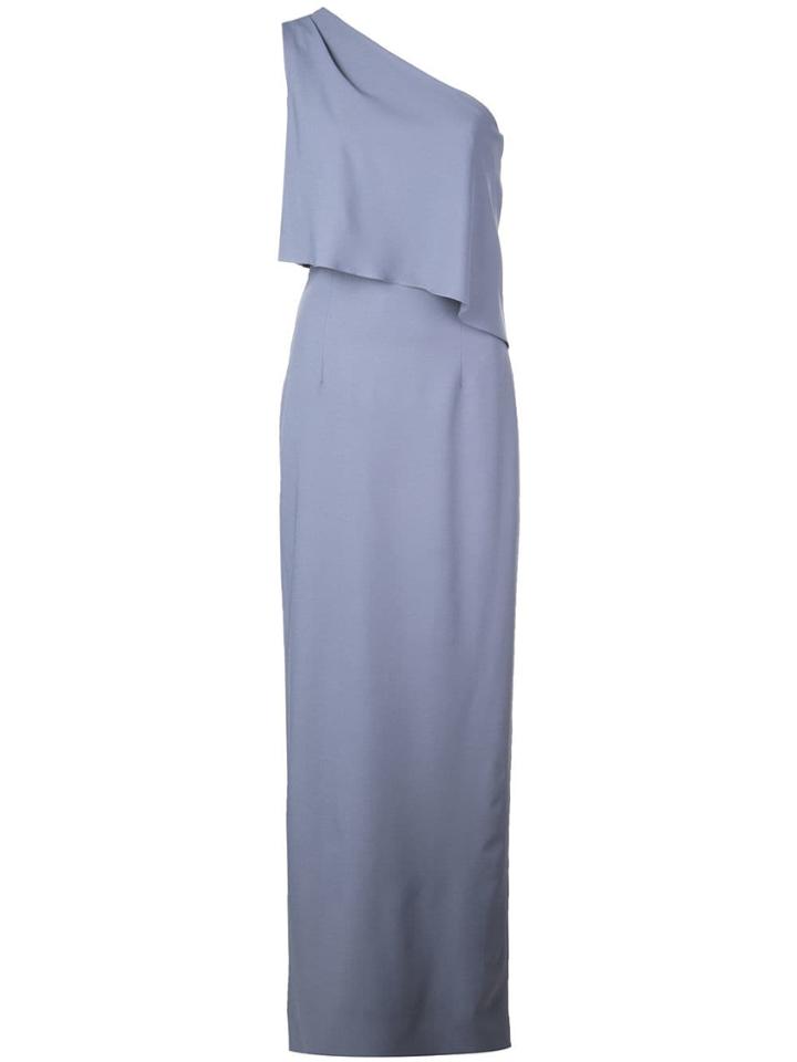 Amsale One Shoulder Long Dress - Grey