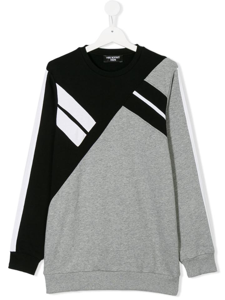 Neil Barrett Kids Teen Paneled Sweatshirt - Grey