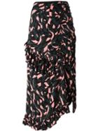 Marni Shatter Print Ruffled Skirt, Women's, Size: 42, Green, Viscose