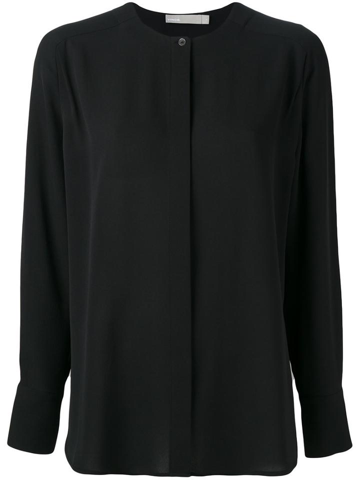 Vince Band Collar Shirt, Women's, Size: Small, Black, Silk