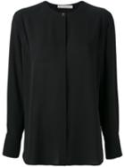 Vince Band Collar Shirt, Women's, Size: Small, Black, Silk
