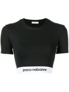 Paco Rabanne Logo Waistband Crop Top - Black
