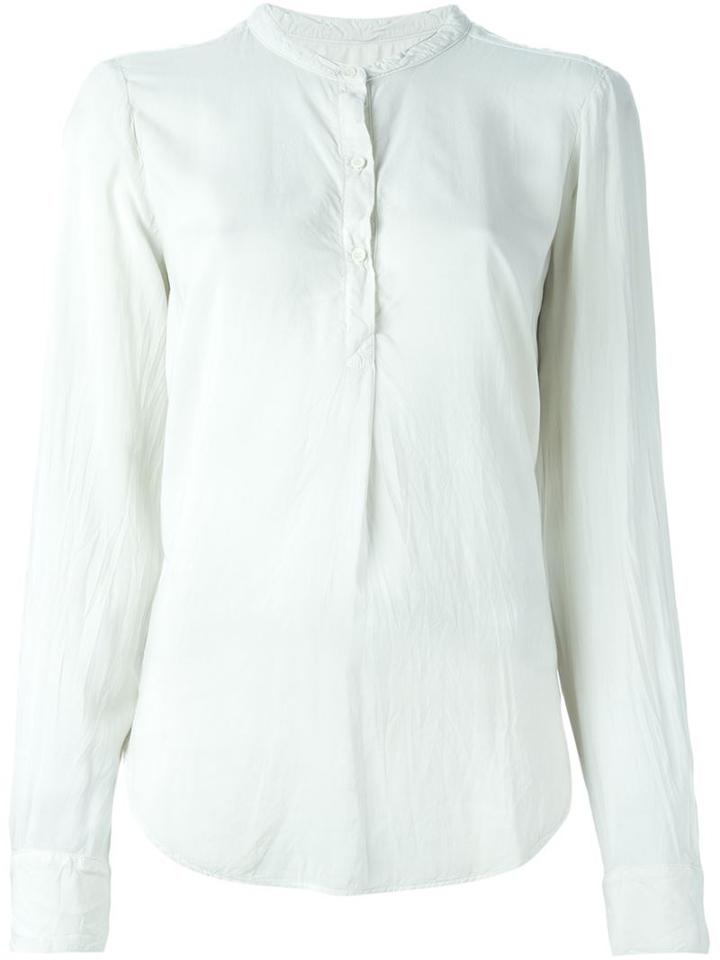 Raquel Allegra Band Collar Blouse, Women's, Size: 2, Nude/neutrals, Rayon