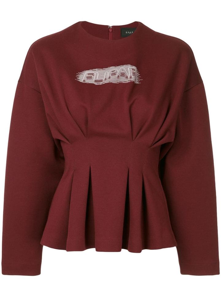 G.v.g.v. Printed Knit Peplum Top - Red