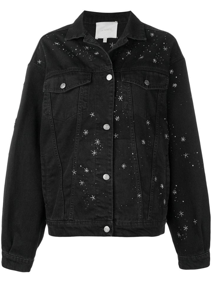 Amen Bead Embroidered Denim Jacket - Black