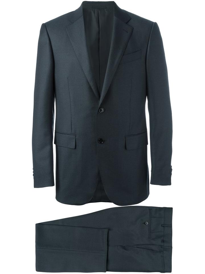 Ermenegildo Zegna Notched Lapel Formal Suit, Men's, Size: 56, Grey, Cupro/wool