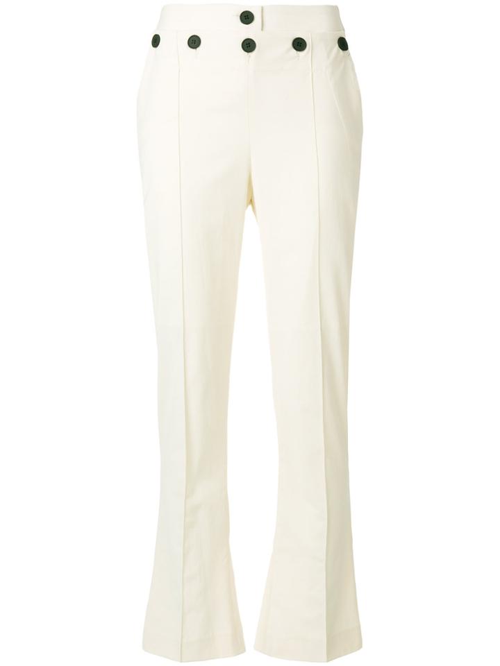 Eudon Choi Faux Layer Button Trim Trousers - Nude & Neutrals
