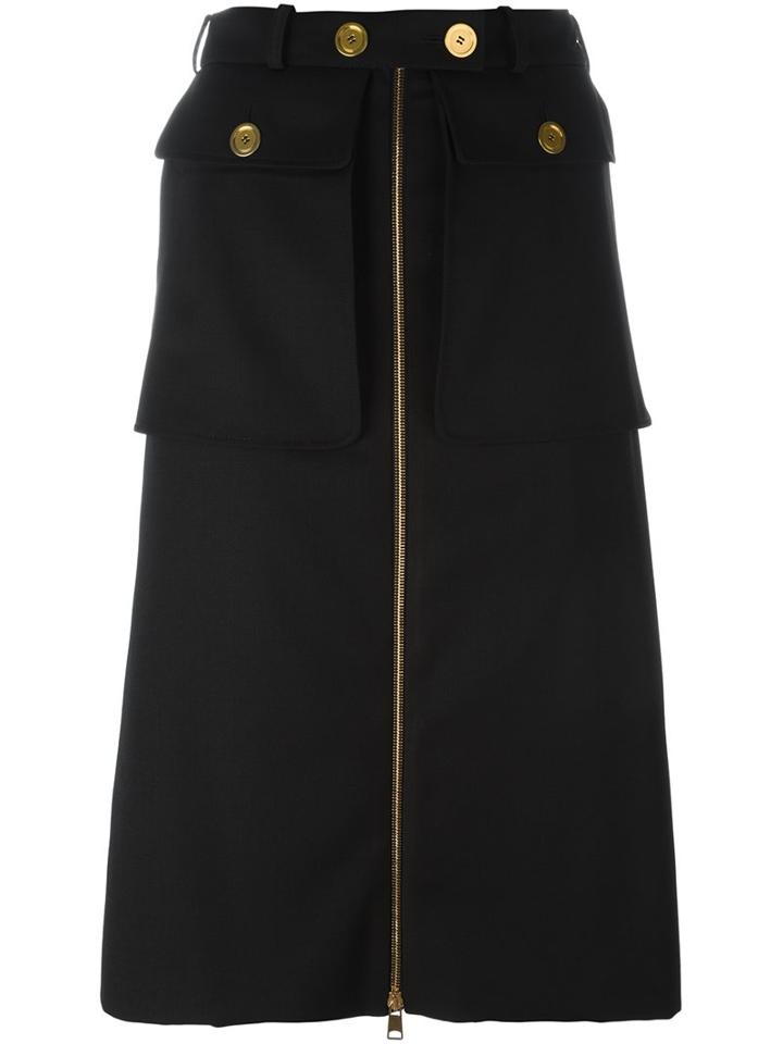 Alexander Mcqueen A-line Military Skirt, Women's, Size: 42, Black, Virgin Wool