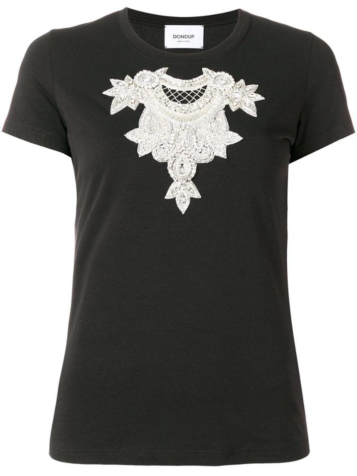 Dondup Crystal Embroidered T-shirt - Black
