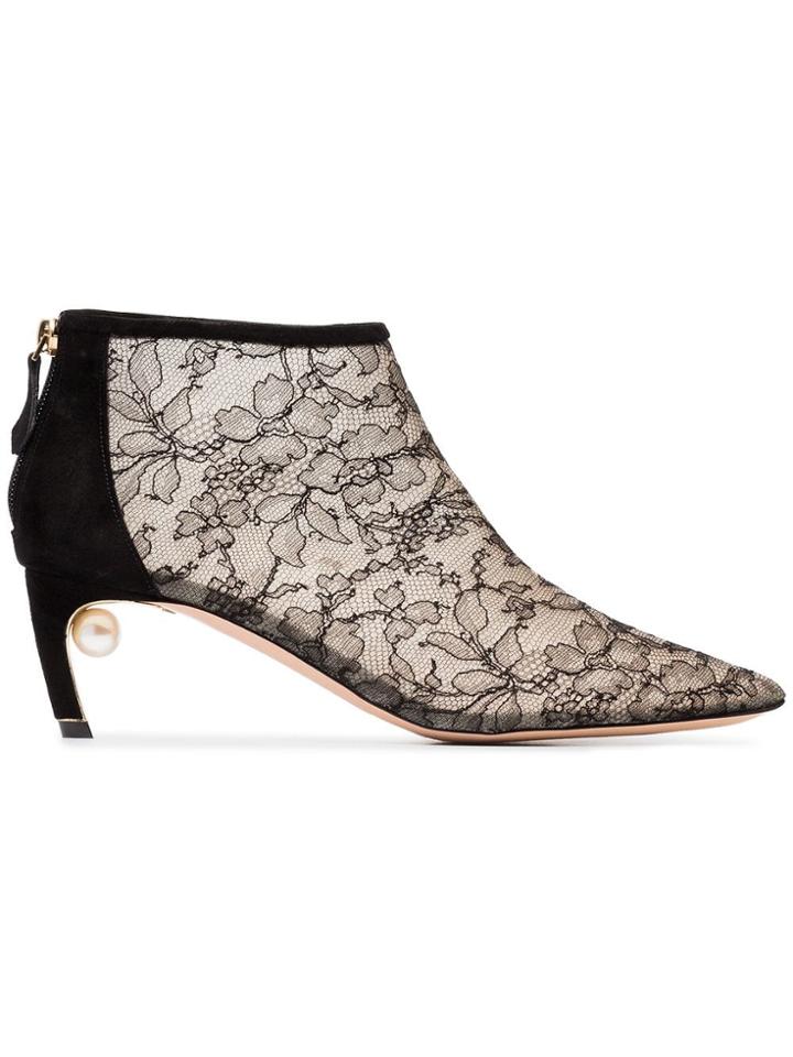 Nicholas Kirkwood Black Mira Pearl 55 Booties