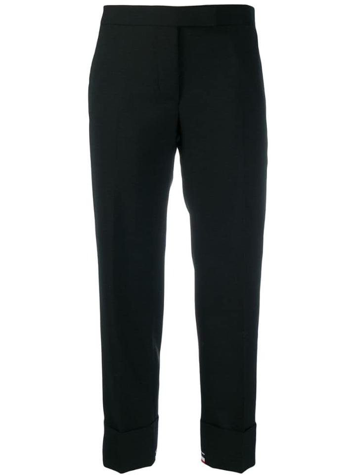 Thom Browne Exposed Rwb Cuff Trousers - Black