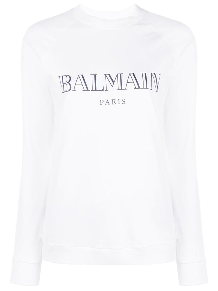 Balmain Logo Print Sweatshirt - White