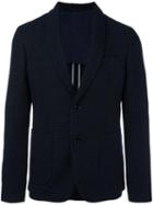 Paolo Pecora Shawl Lapel Patterned Blazer, Men's, Size: 46, Blue, Cotton/wool/polyamide/polyester