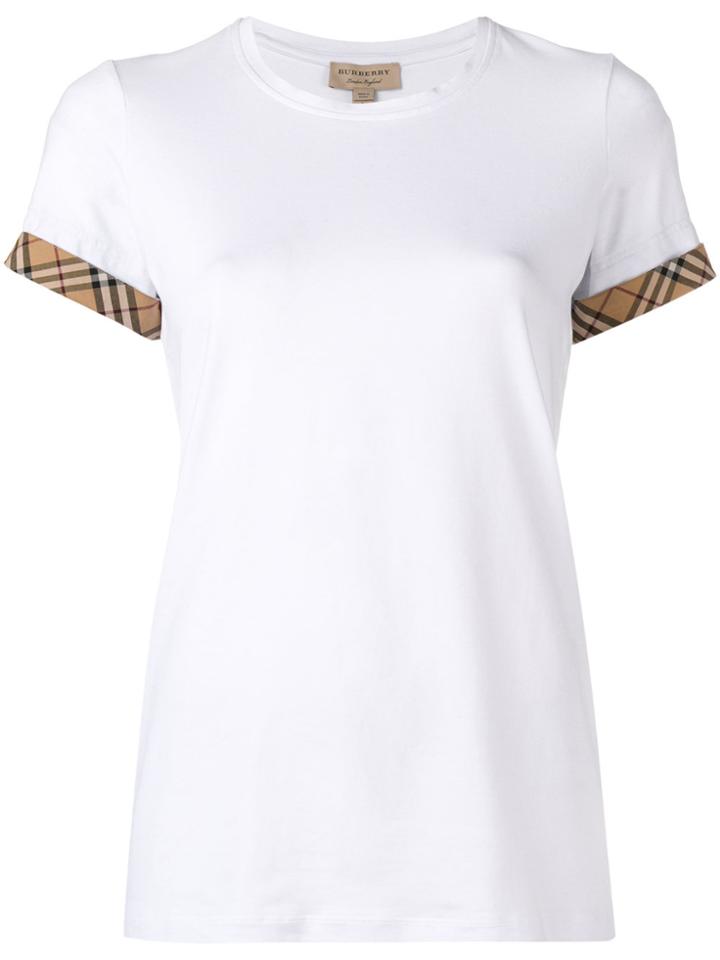 Burberry Check Detail T-shirt - White