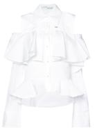 Off-white Cold-shoulder Ruffle Shirt