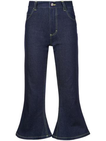 Hardeman Cropped Flared Jeans - Blue