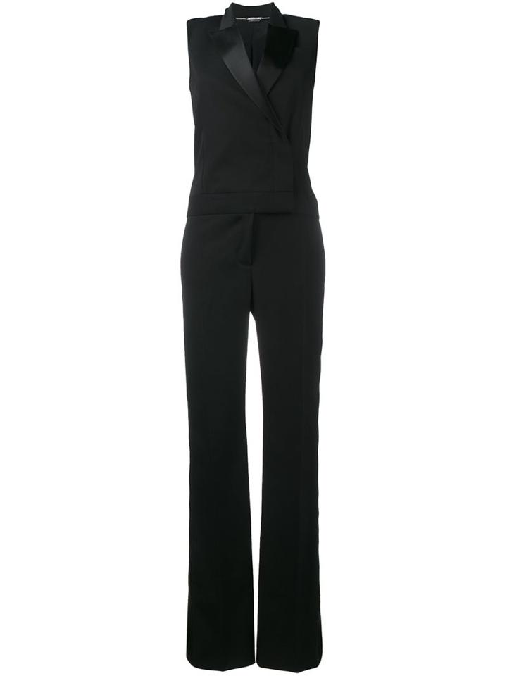 Alexander Mcqueen Tailored Jumpsuit, Women's, Size: 38, Black, Silk/polyamide/virgin Wool
