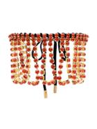 Area Embellished Fringe Choker Necklace - Orange