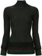 Le Ciel Bleu Ribbed Turtle-neck Fitted Sweater - Black