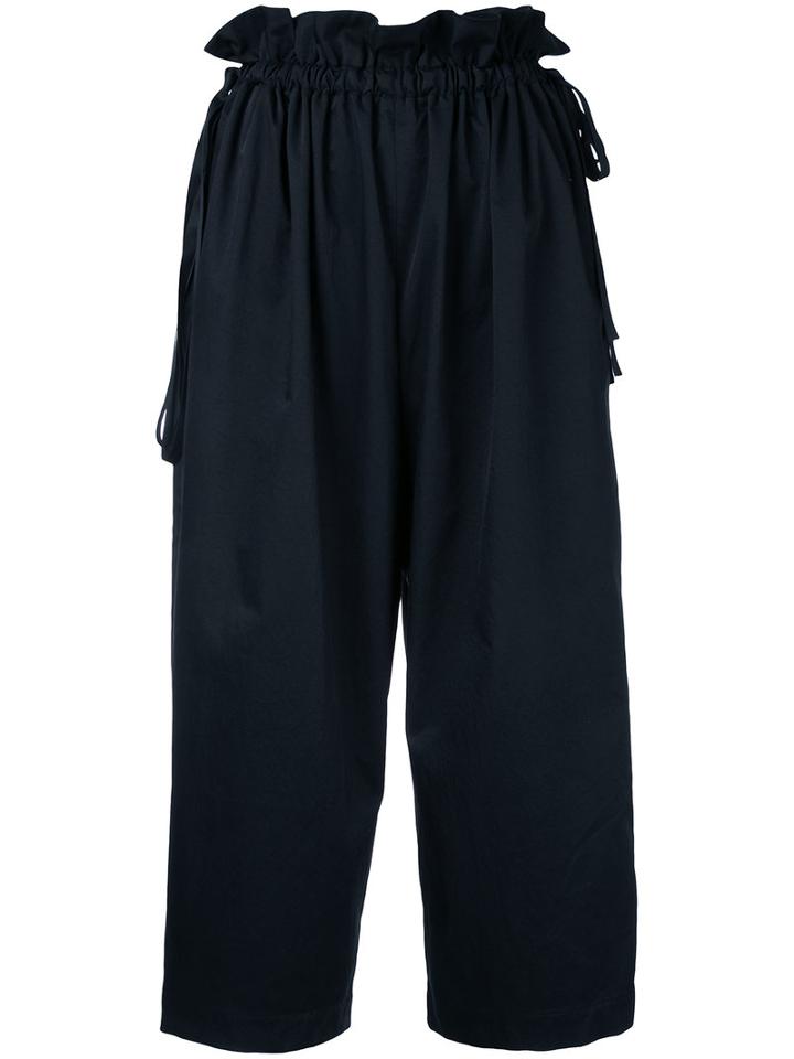 Astraet - Loose Fit Cropped Trousers - Women - Polyester - 1, Black, Polyester