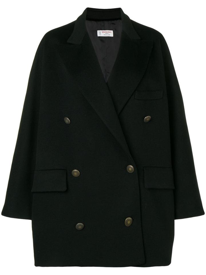 Alberto Biani Double Breasted Oversized Coat - Black