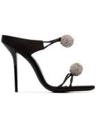 Saint Laurent Pierre 110 Satin And Leather Crystal Ball Shoes - Black