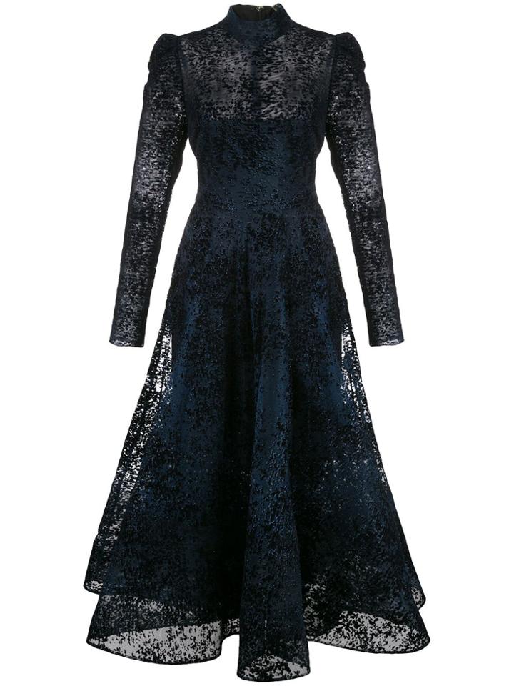 Christian Siriano High-neck Lace Dress - Blue