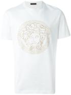 Versace Embroidered Medusa T-shirt, Men's, Size: Xxl, White, Cotton