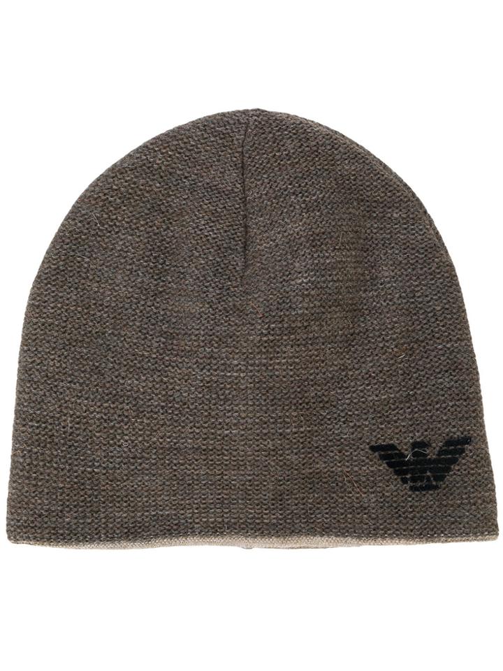 Emporio Armani Fine Knit Logo Hat - Grey