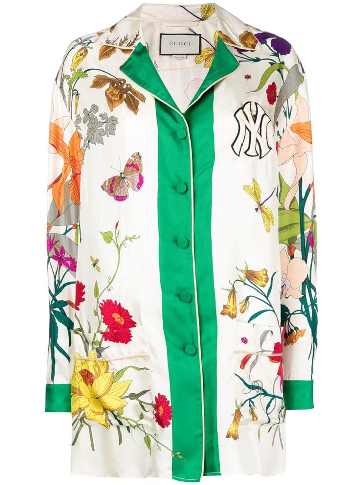 Gucci Ny Yankees Floral Print Shirt - White
