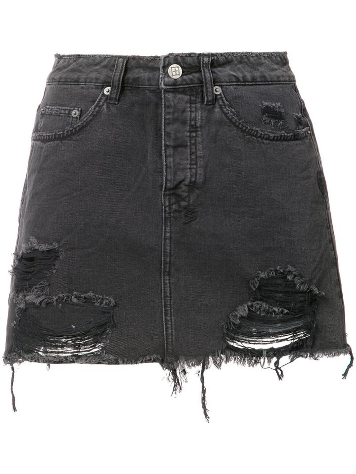 Ksubi - Frayed Denim Skirt - Women - Cotton - 30, Black, Cotton