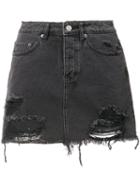 Ksubi - Frayed Denim Skirt - Women - Cotton - 30, Black, Cotton