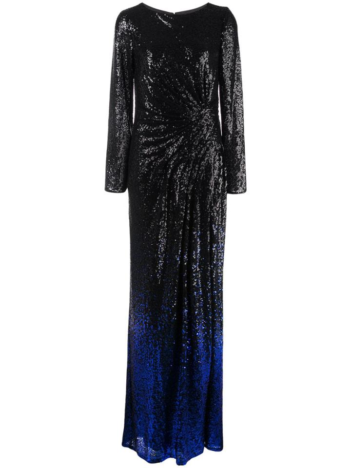 Tadashi Shoji Melati Gradient Glitter Evening Dress - Black